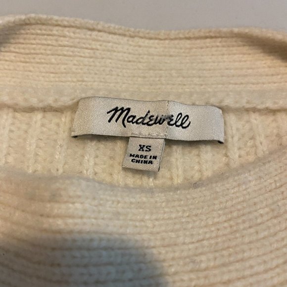 Madewell Boatneck Button Shoulder Sweater Womens XS Ivory Wool Blend PILLING - Picture 4 of 9